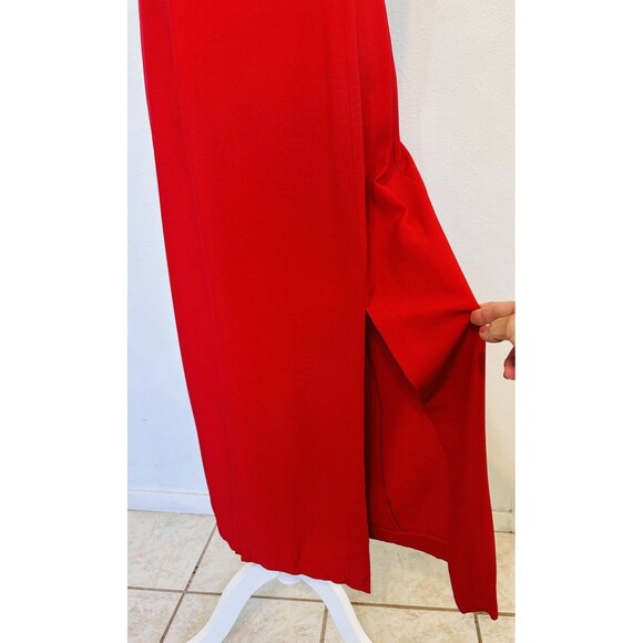 Joseph Ribkoff Women Size 12 Red Sheath Maxi Dress Designer Formal Old Money - Picture 3 of 12